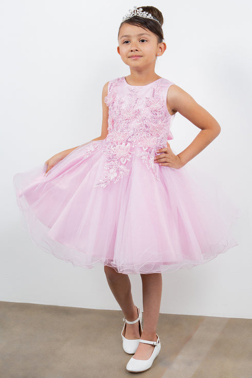 Girls Butterfly Lace Glitter Tulle Flower Girl Dress 2-12