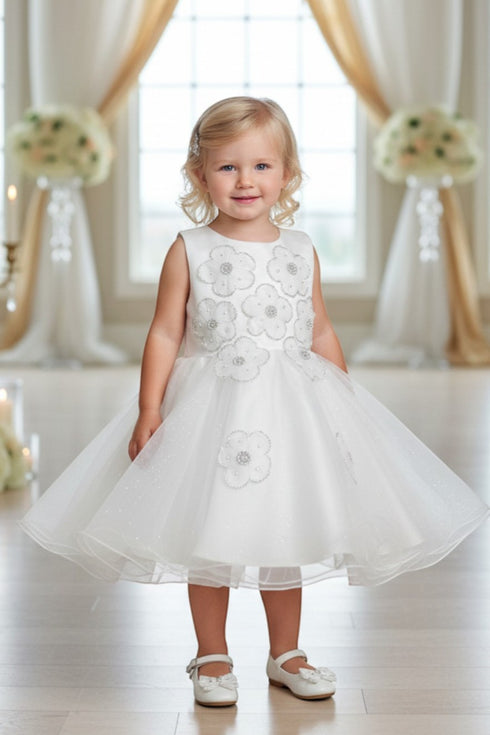 Baby Girls Daisy Sequin Pearl Tulle Flower Girl Dress 3-24M