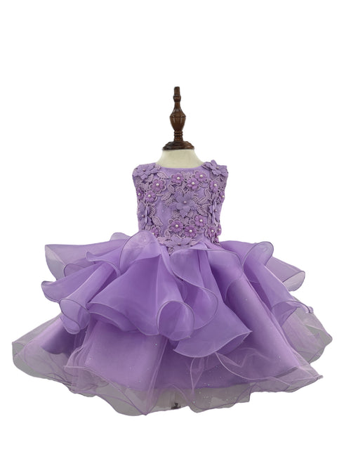Baby Pearl Sequin Multi Layered Tulle Flower Girl Dress 3-24M