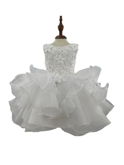 Baby Pearl Sequin Multi Layered Tulle Flower Girl Dress, Sizes 3-24M