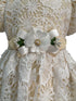 Baby Girls Waist Ribbon Flower Croche Lace Flower Girl Dress 3-24M