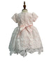 Baby Girls Waist Ribbon Flower Croche Lace Flower Girl Dress 3-24M