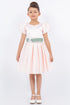 Girls Puff Sleeve Jewel Neck Organza Sash Flower Girl Dress 2-12
