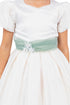 Girls Puff Sleeve Jewel Neck Organza Sash Flower Girl Dress 2-12