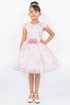 Girls Floral Puff Sleeve Dress with 3D Flower Waistband 2-12