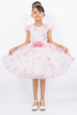 Girls Floral Puff Sleeve Dress with 3D Flower Waistband 2-12