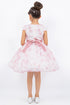 Girls Floral Puff Sleeve Dress with 3D Flower Waistband 2-12