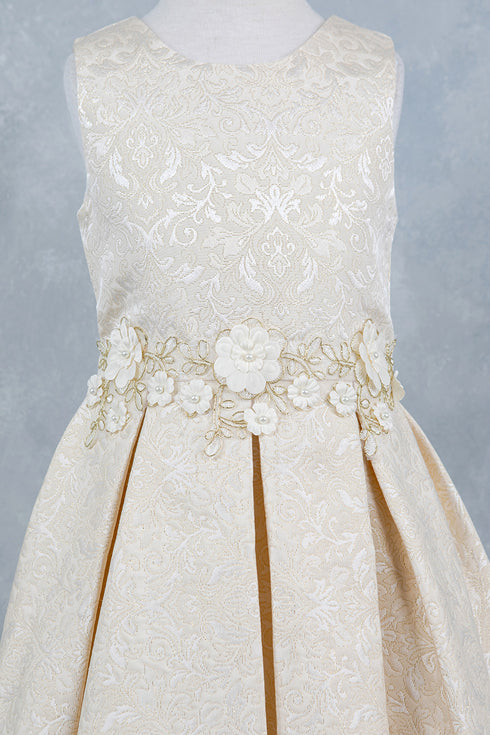 Girls Elegant Floral Jaquard Dress 2-12