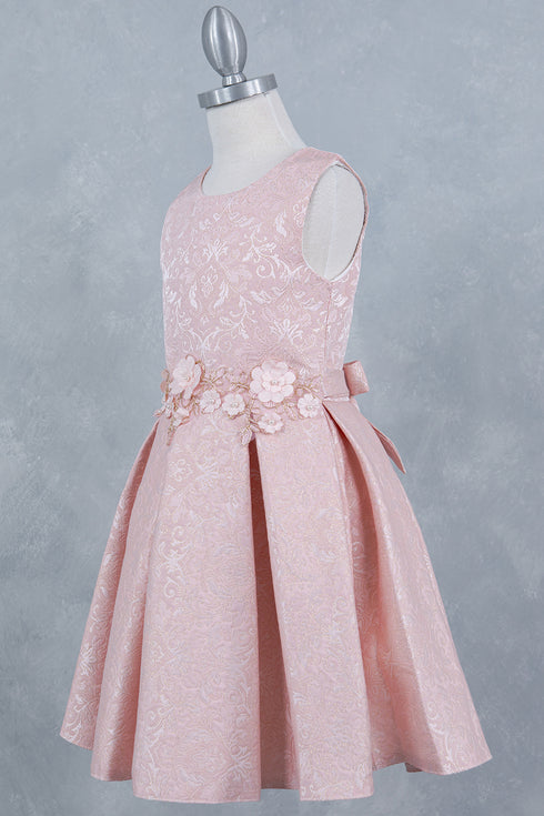 Girls Elegant Floral Jaquard Dress, Sizes 2-12