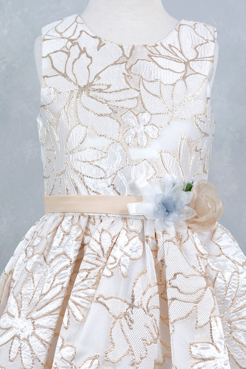 Girls Elegant Floral Embroidery Dress 2-12