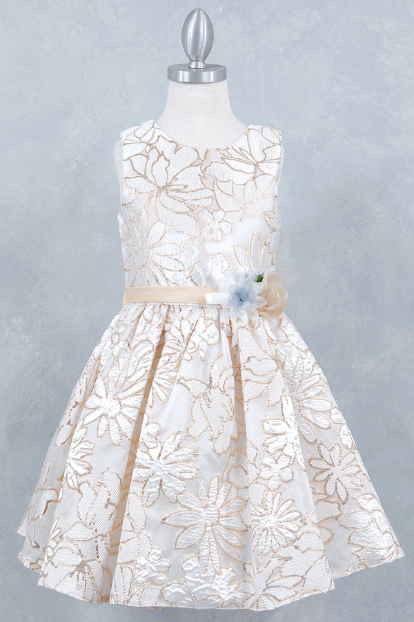 Girls Elegant Floral Embroidery Dress 2-12