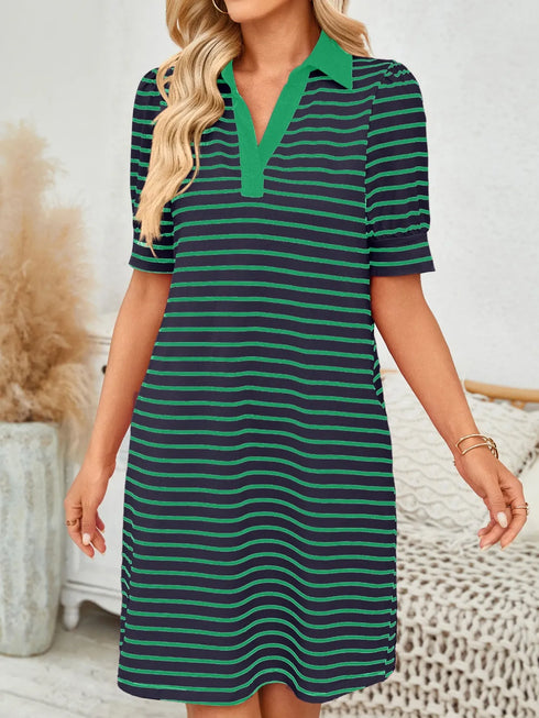 contrast-striped-short-sleeve-mini-dress OhSoStyled - Sophia's Style in Dark Green-19