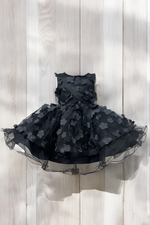 Baby Girls 3D Floral Applique Voluminous Skirt Flower Girl Dress 6-24M