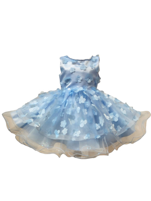 Baby Girls 3D Floral Applique Voluminous Skirt Flower Girl Dress 6-24M