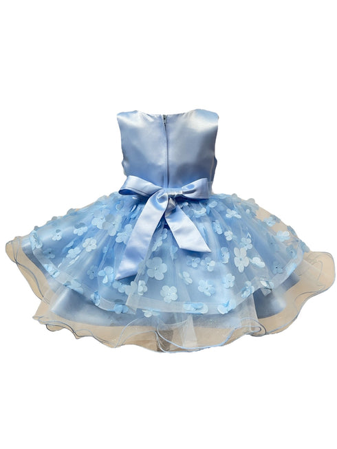Baby Girls 3D Floral Applique Voluminous Skirt Flower Girl Dress 6-24M