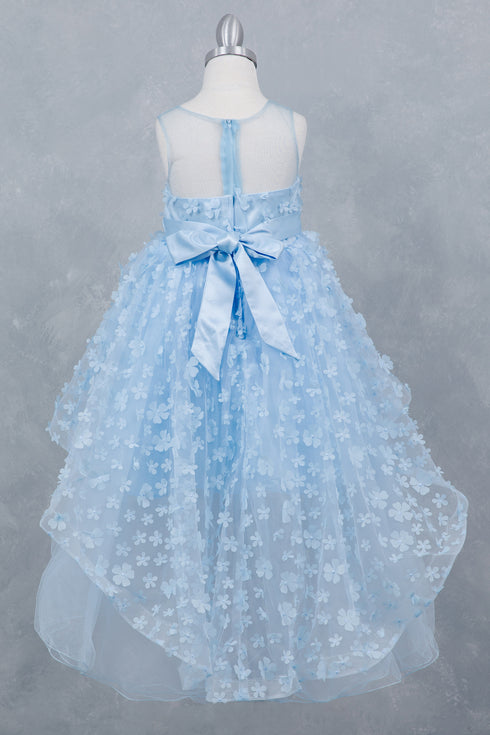 Girls Illusion Princess Top 3D Flower High Low Skirt Flower Girl Dress 2-12