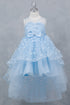 Girls Illusion Princess Top 3D Flower High Low Skirt Flower Girl Dress 2-12
