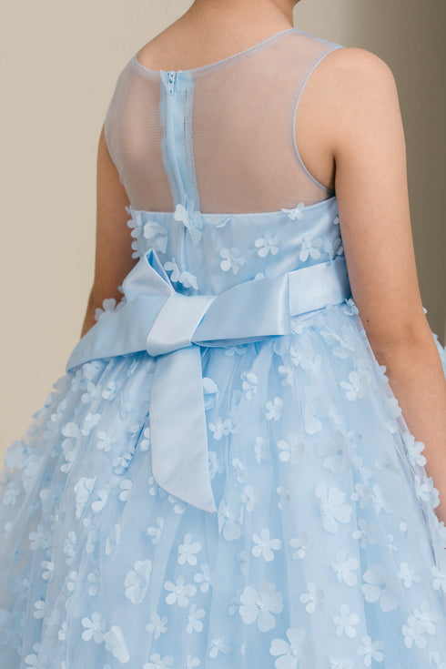 Girls Illusion Princess Top 3D Flower High Low Skirt Flower Girl Dress 2-12