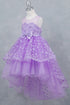 Girls Illusion Princess Top 3D Flower High Low Skirt Flower Girl Dress 2-12