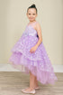 Girls Illusion Princess Top 3D Flower High Low Skirt Flower Girl Dress 2-12