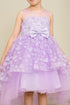Girls Illusion Princess Top 3D Flower High Low Skirt Flower Girl Dress 2-12