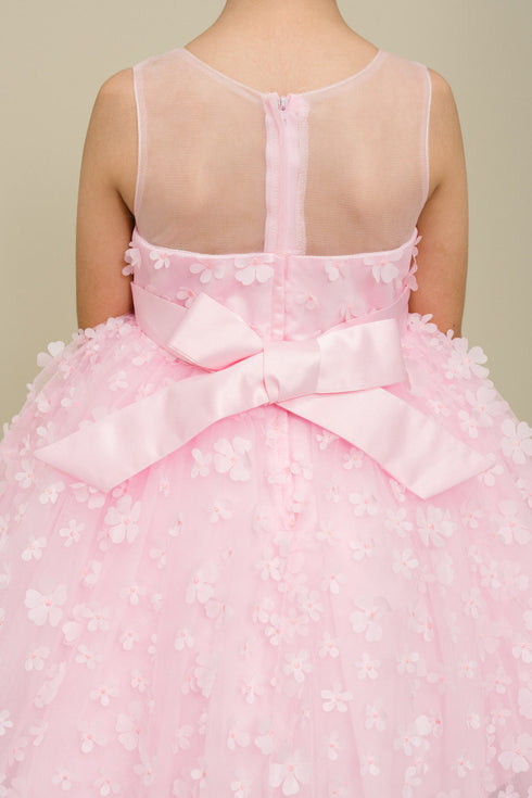 Girls Illusion Princess Top 3D Flower High Low Skirt Flower Girl Dress 2-12