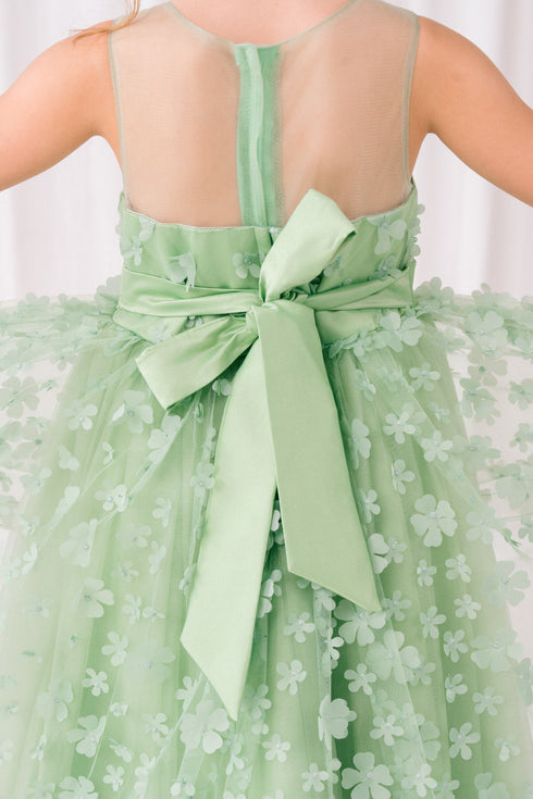 Girls Illusion Princess Top 3D Flower High Low Skirt Flower Girl Dress 2-12