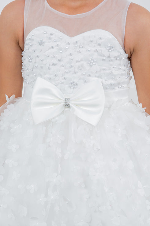 Girls Illusion Princess Top 3D Flower High Low Skirt Flower Girl Dress 2-12