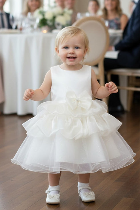 Elegant Baby Girls Ruffled Party Dress 3-24M