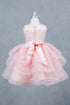 Girls Rhinestone Accent Floral Applique Special Occasion Dress 2-12