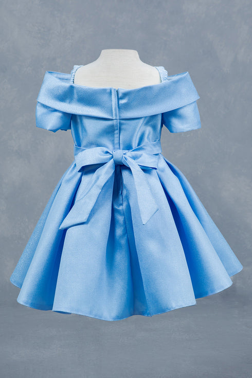 Baby Girls Off Shoulder Collar Bow Flower Girl Dress 6-24M