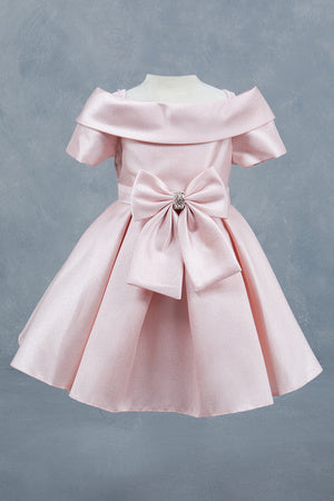 Baby Girls Off Shoulder Collar Bow Flower Girl Dress 6-24M