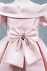 Baby Girls Off Shoulder Collar Bow Flower Girl Dress 6-24M