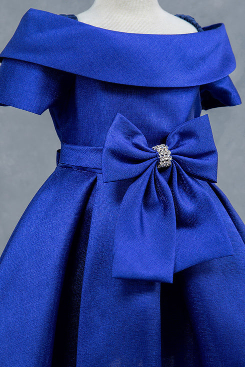 Baby Girls Off Shoulder Collar Bow Flower Girl Dress 6-24M