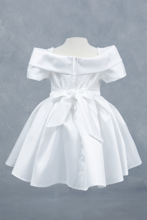 Baby Girls Off Shoulder Collar Bow Flower Girl Dress 6-24M
