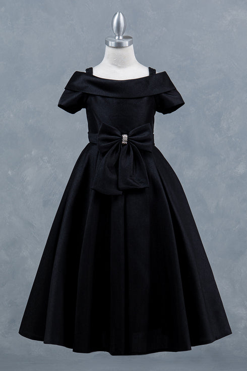 Elegant Off-Shoulder Satin Special Occasion Dress 4-14