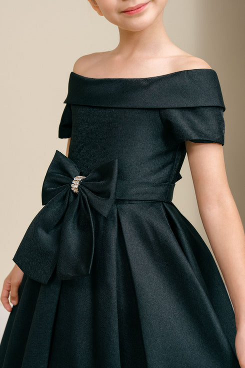 Elegant Off-Shoulder Satin Special Occasion Dress 4-18