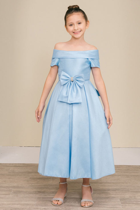 Elegant Off-Shoulder Satin Special Occasion Dress 4-18