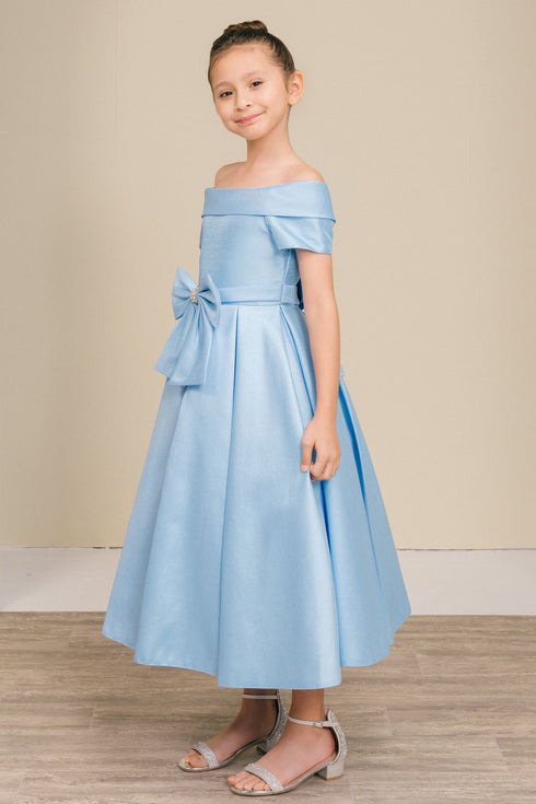 Elegant Off-Shoulder Satin Special Occasion Dress 4-18