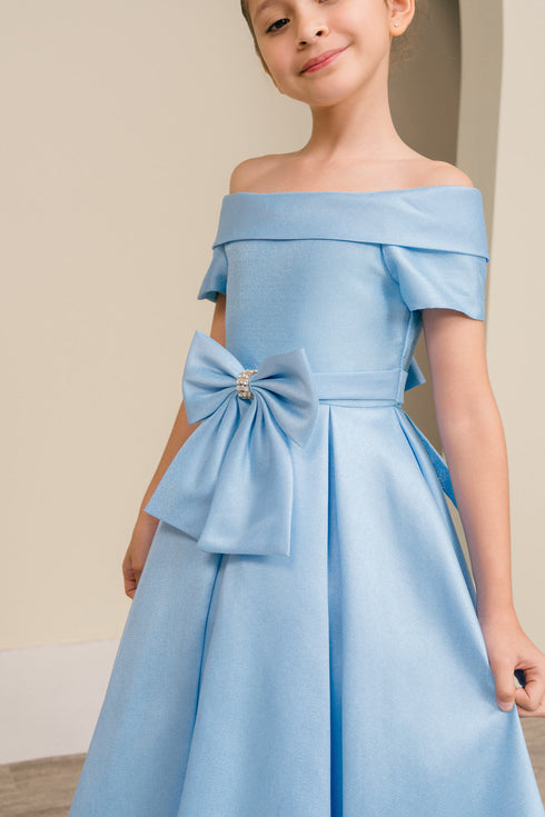 Elegant Off-Shoulder Satin Special Occasion Dress 4-18