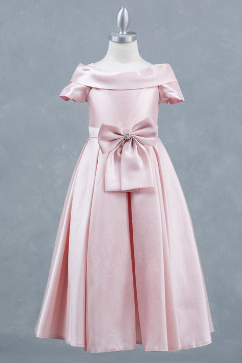 Elegant Off-Shoulder Satin Special Occasion Dress 4-14