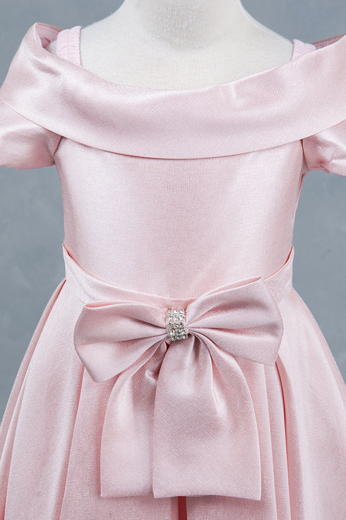 Elegant Off-Shoulder Satin Special Occasion Dress 4-14