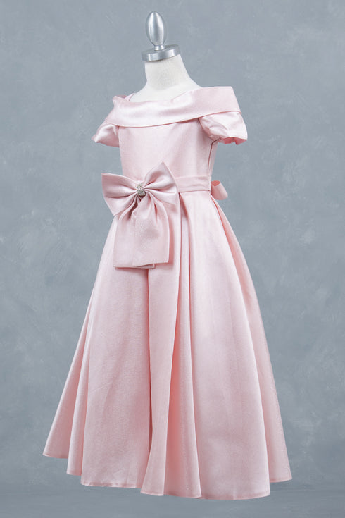 Elegant Off-Shoulder Satin Special Occasion Dress 4-14
