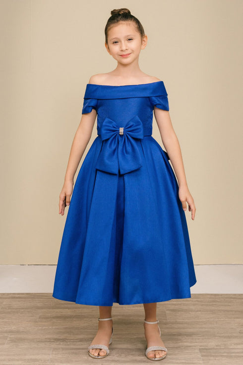Elegant Off-Shoulder Satin Special Occasion Dress 4-18