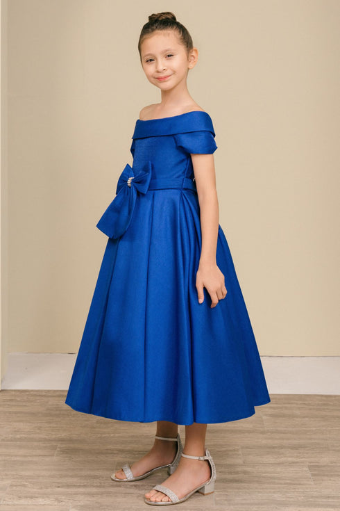Elegant Off-Shoulder Satin Special Occasion Dress 4-18