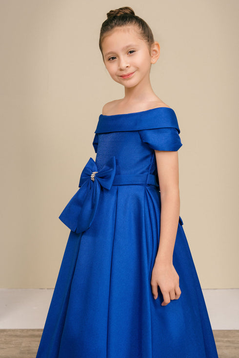 Elegant Off-Shoulder Satin Special Occasion Dress 4-18