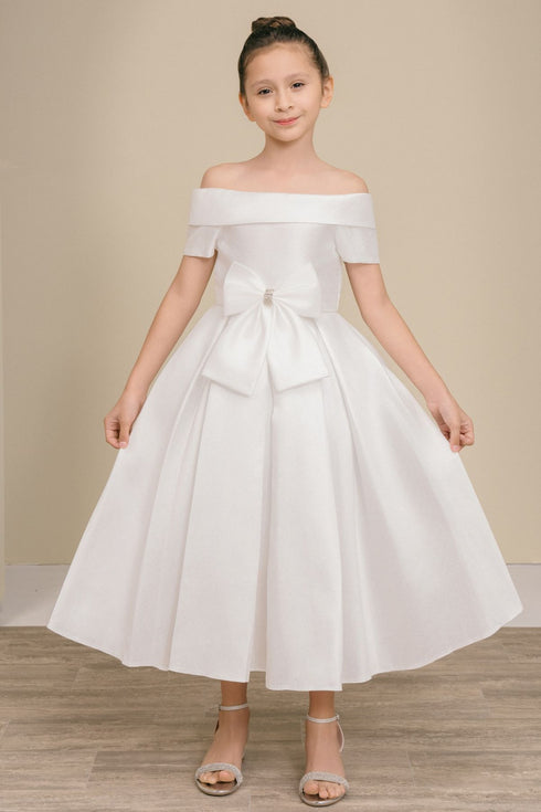 Elegant Off-Shoulder Satin Special Occasion Dress 4-18