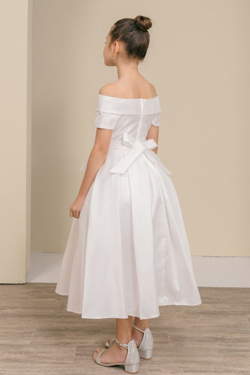 Elegant Off-Shoulder Satin Special Occasion Dress 4-18