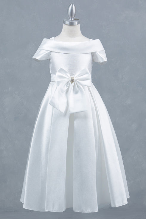 Elegant Off-Shoulder Satin Special Occasion Dress 4-14