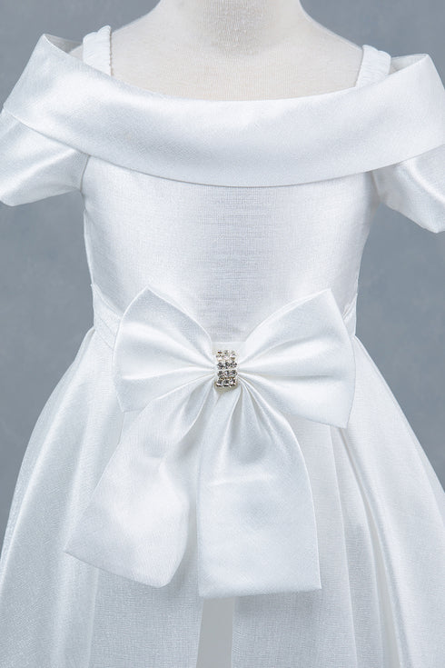 Elegant Off-Shoulder Satin Special Occasion Dress 4-14